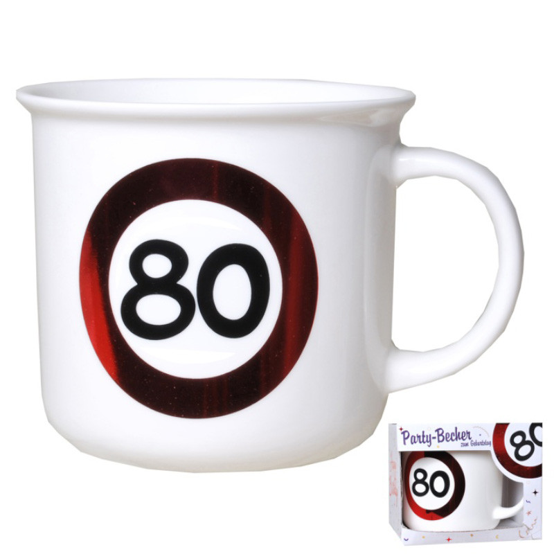 Udo Schmidt Becher Jahreszahl 80 Porzellan 350 ml originelle Geburtstags-Tasse zum 80 Geburtstag